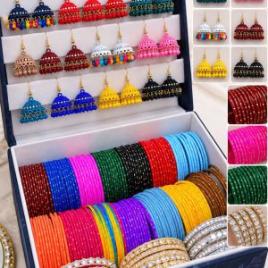 Multicolor Jhumka Earrings & Bangles Gift Box