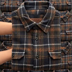 Men's Charcoal Plaid Flannel Shacket