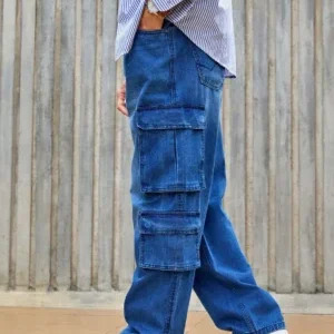 Classic Blue Cargo Denim Jeans for Men