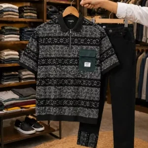 Men's Printed Shirt & Black Trousers Combo – Modern Casual Wear Bundle