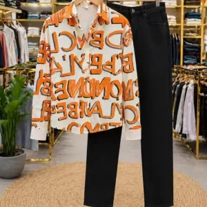 Men's Modern Combo Collection – Patterned Shirt with Coordinating Solid Trousers