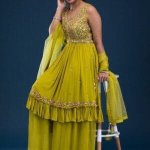 Emerald Mirrorwork Georgette Ready-Made Salwar Suit