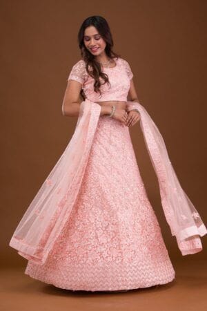 Sequins Net Readymade Lehenga - Elegant Indian Ethnic Wear