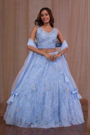 Mirrorwork Net Readymade Lehenga